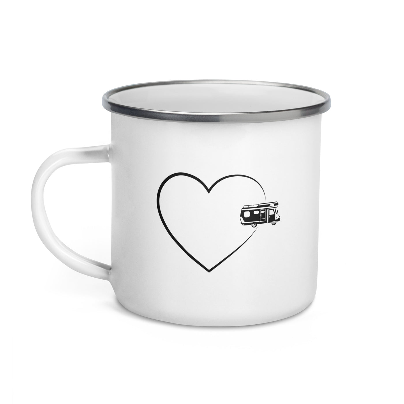 Heart 2 And Camping - Emaille Tasse camping