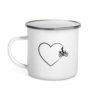 Heart 2 And Cycling - Emaille Tasse fahrrad