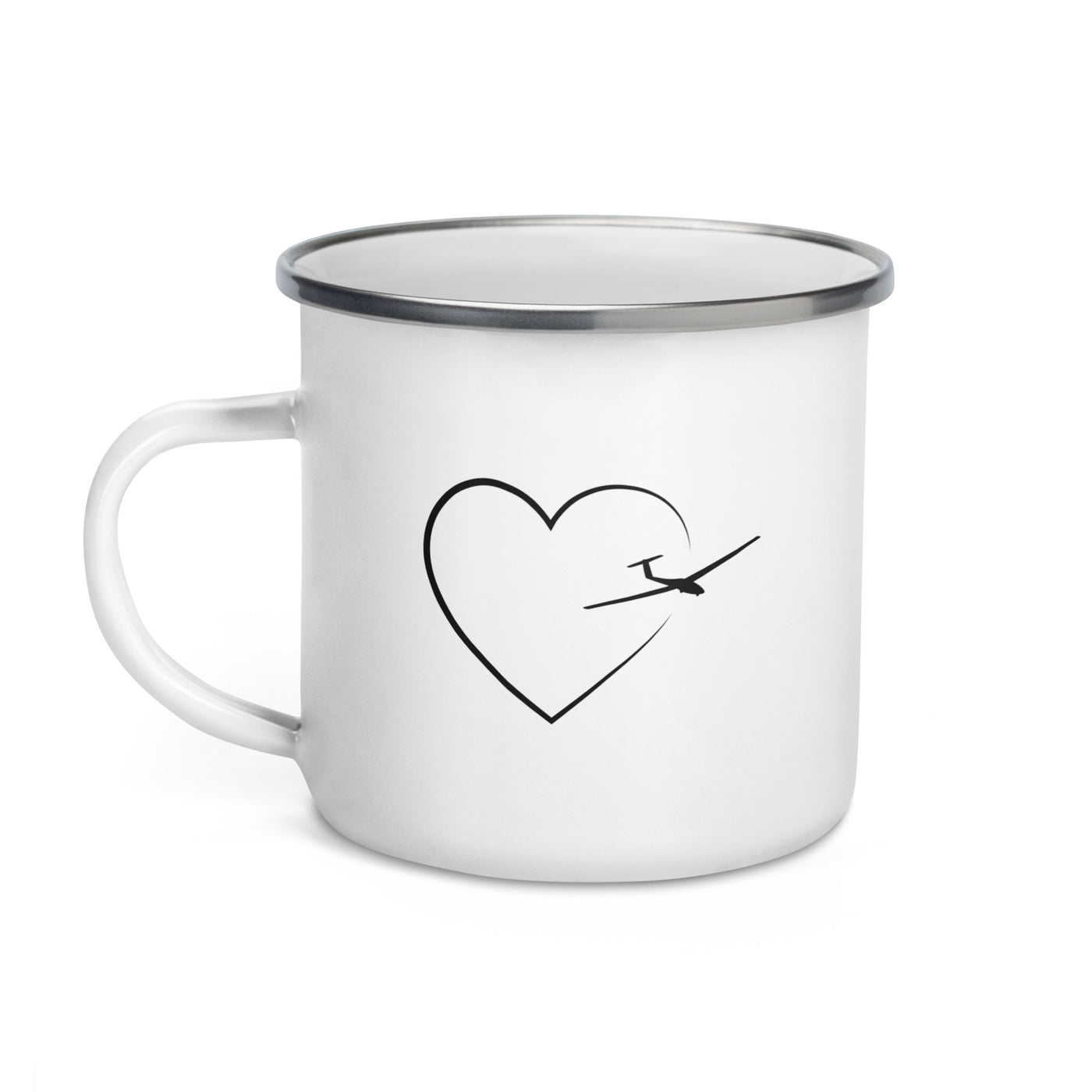 Heart 2 And Sailplane - Emaille Tasse berge