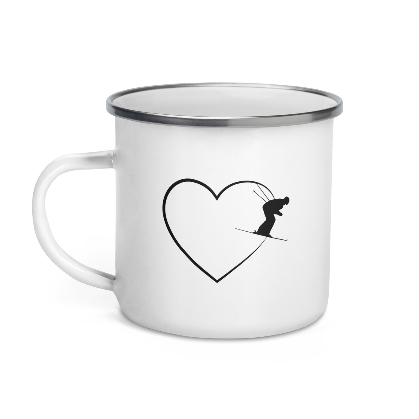 Heart 2 And Skiing - Emaille Tasse ski