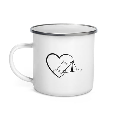 Heart 3 And Camping - Emaille Tasse camping