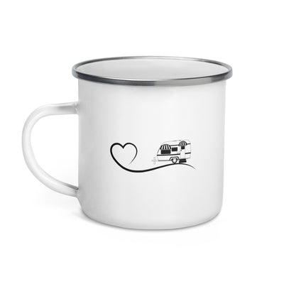 Heart And Camping - Emaille Tasse camping