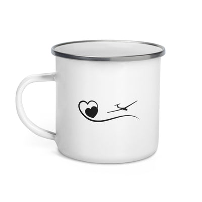 Heart And Sailplane - Emaille Tasse berge