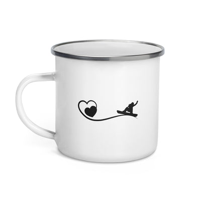 Heart And Snowboarding - Emaille Tasse snowboarden