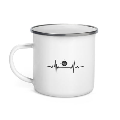Heartbeat Compass Navigation - Emaille Tasse camping