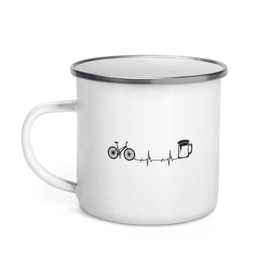 Heartbeat Beer And Bicycle - Emaille Tasse fahrrad