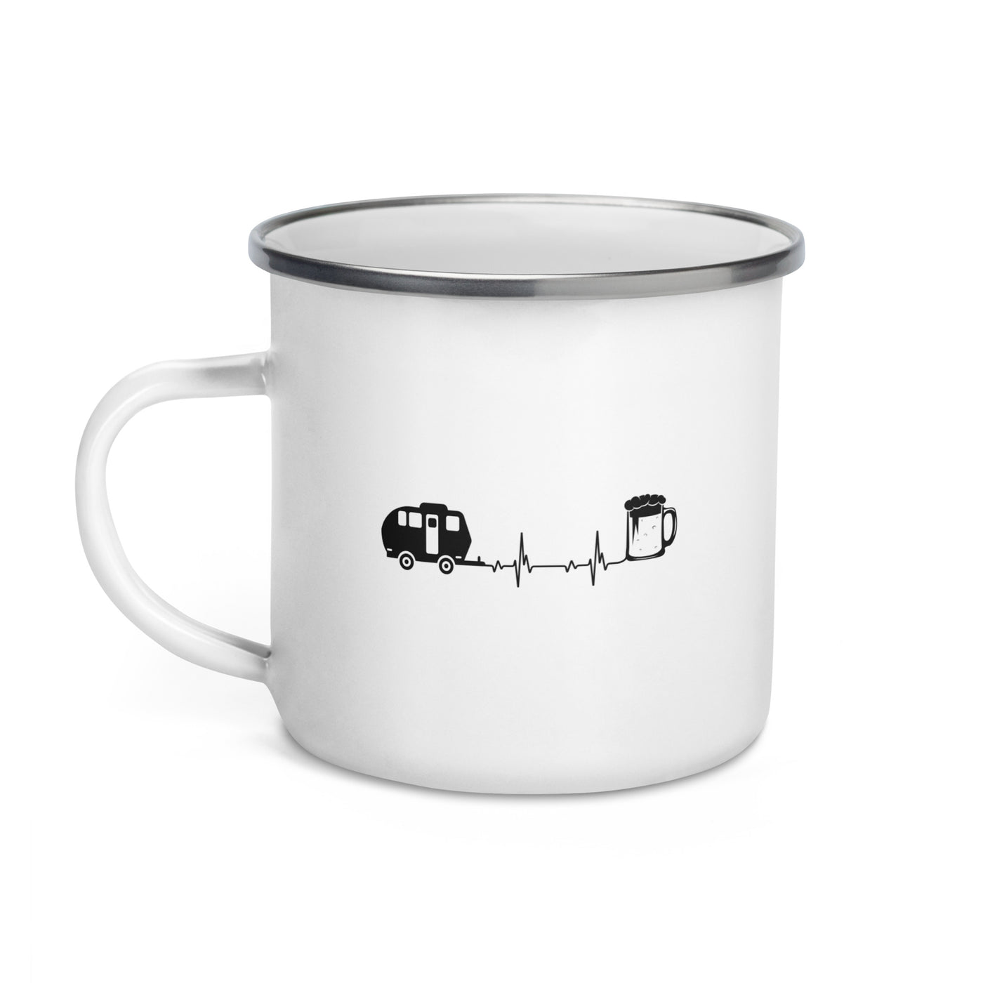 Heartbeat Beer And Camping - Emaille Tasse camping