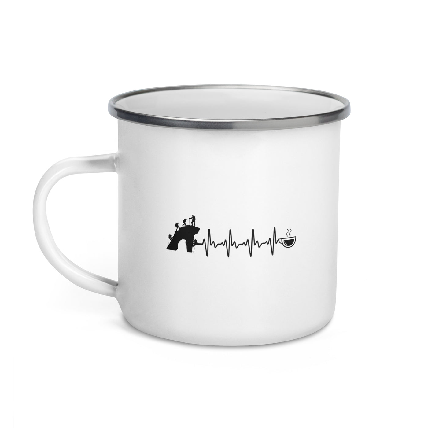 Heartbeat Coffee And Climbing - Emaille Tasse klettern