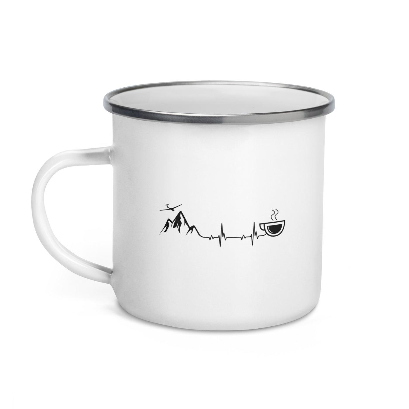 Heartbeat Coffee And Sailplane - Emaille Tasse berge
