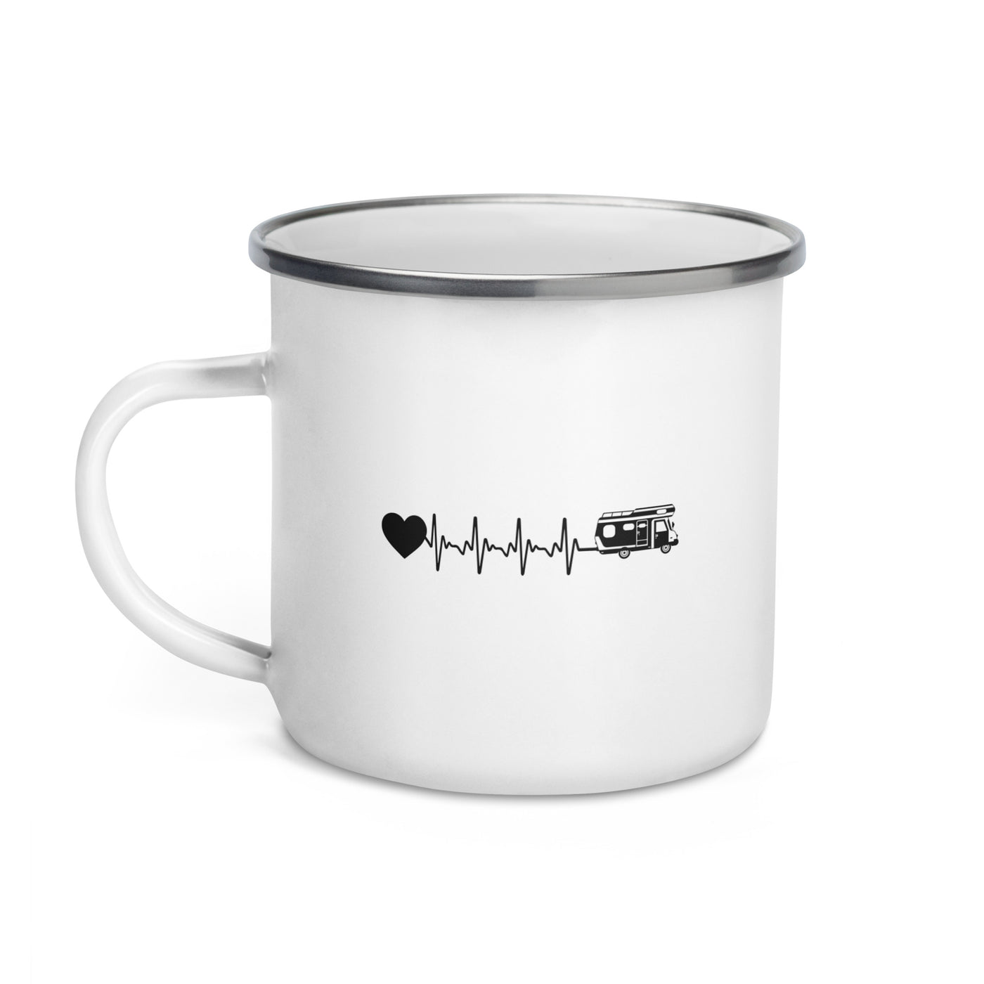Heartbeat Heart And Camping - Emaille Tasse camping