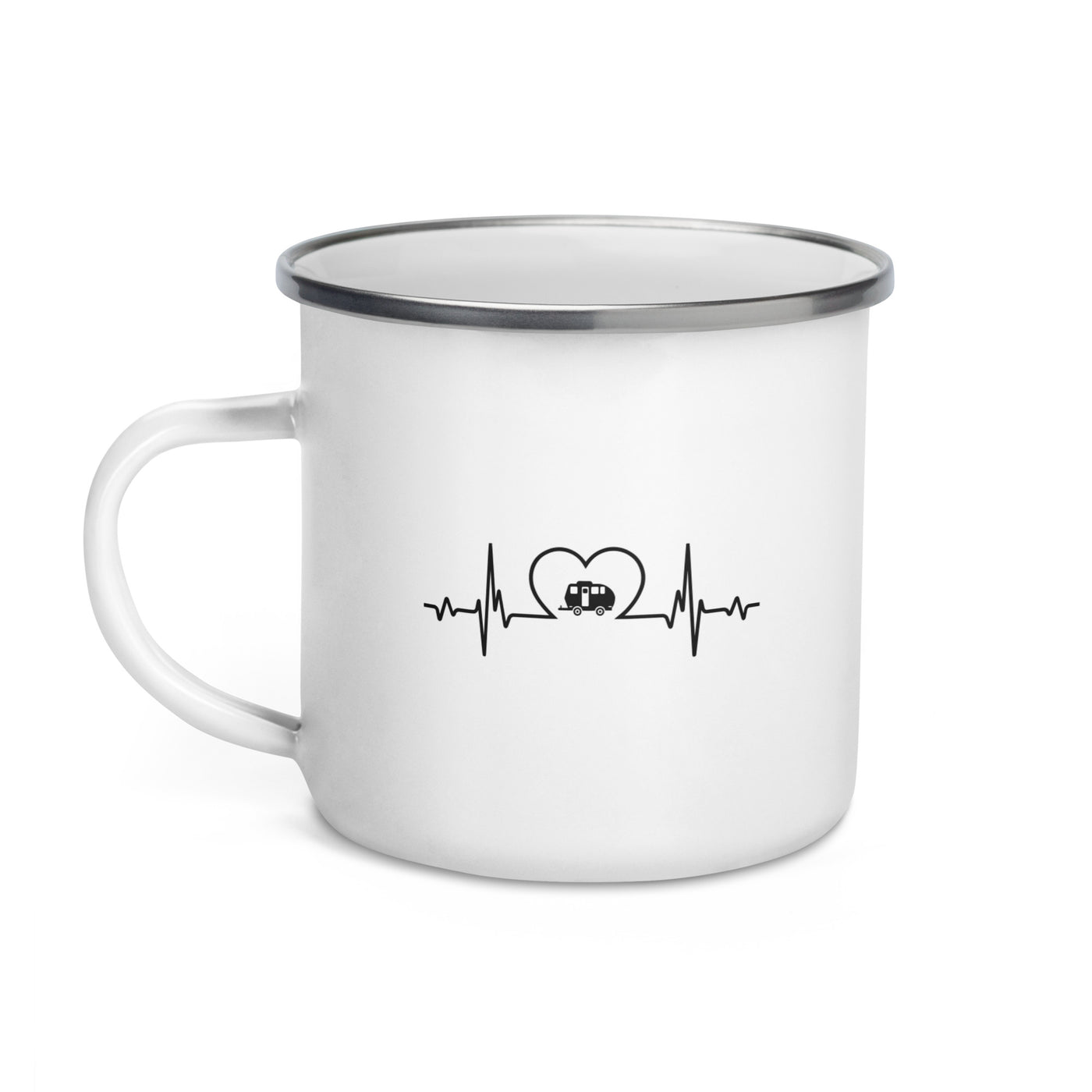 Heartbeat Heart And Camping 1 - Emaille Tasse camping