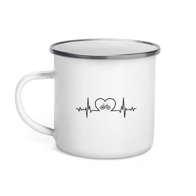 Heartbeat Heart And Cycling - Emaille Tasse fahrrad