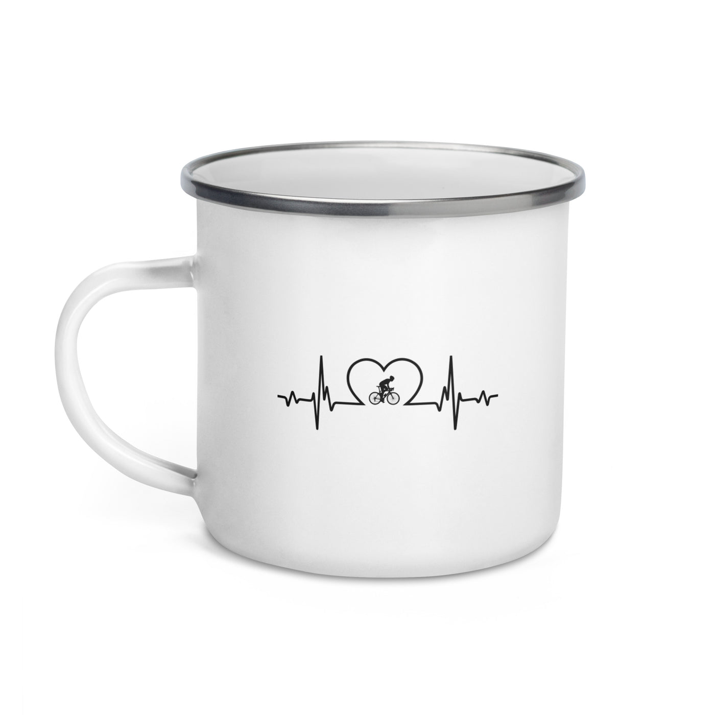 Heartbeat Heart And Cycling 1 - Emaille Tasse fahrrad