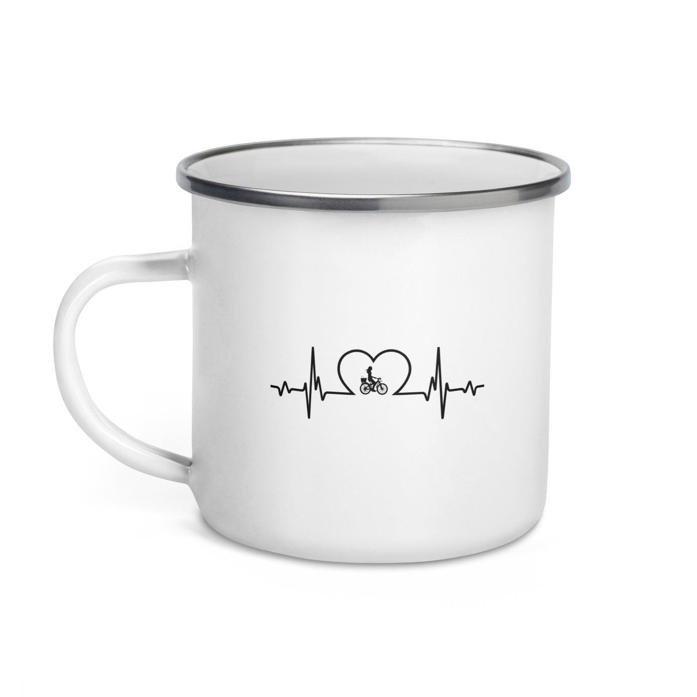 Heartbeat Heart And Cycling 2 - Emaille Tasse fahrrad