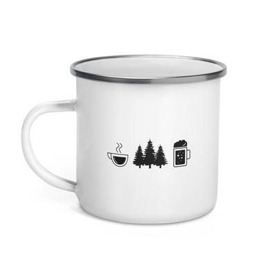 Coffee Beer And Trees - Emaille Tasse camping