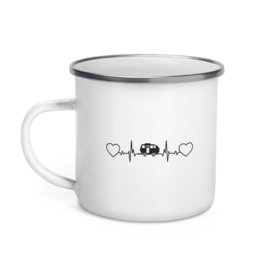 Heart - Heartbeat - Camping Caravan - Emaille Tasse camping
