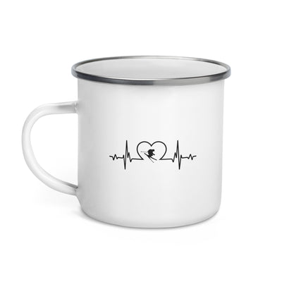 Heartbeat Heart And Skiing - Emaille Tasse ski