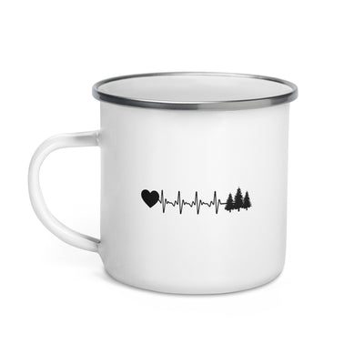 Heartbeat Heart And Trees - Emaille Tasse camping