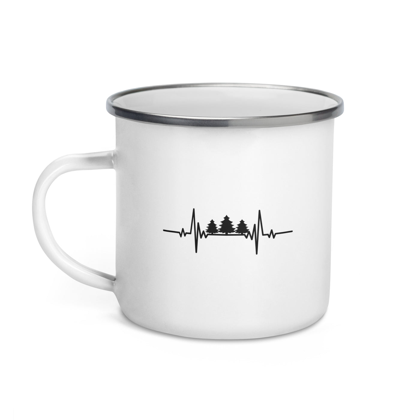 Heartbeat Three Pine Trees - Emaille Tasse camping