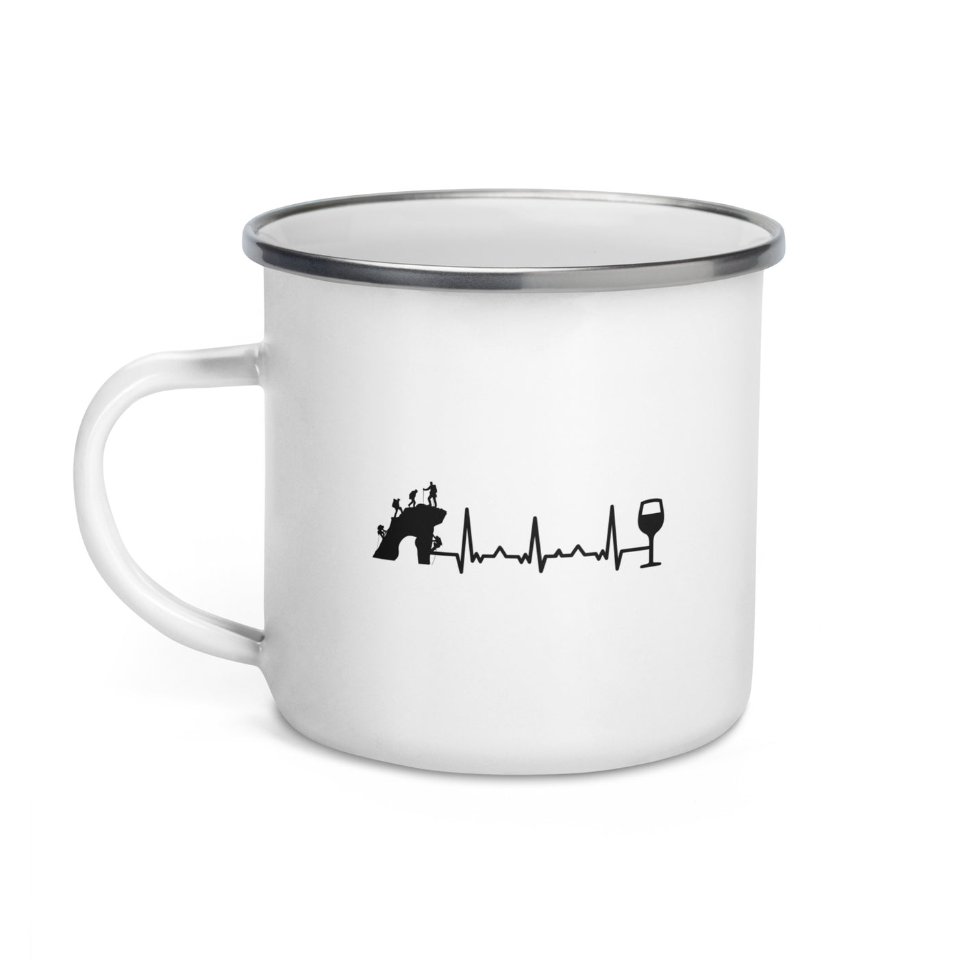 Heartbeat Wine And Climbing - Emaille Tasse klettern