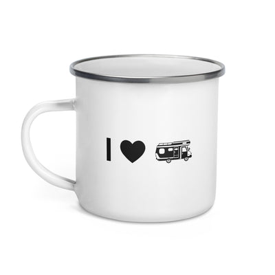 I Heart And Camping Van - Emaille Tasse camping