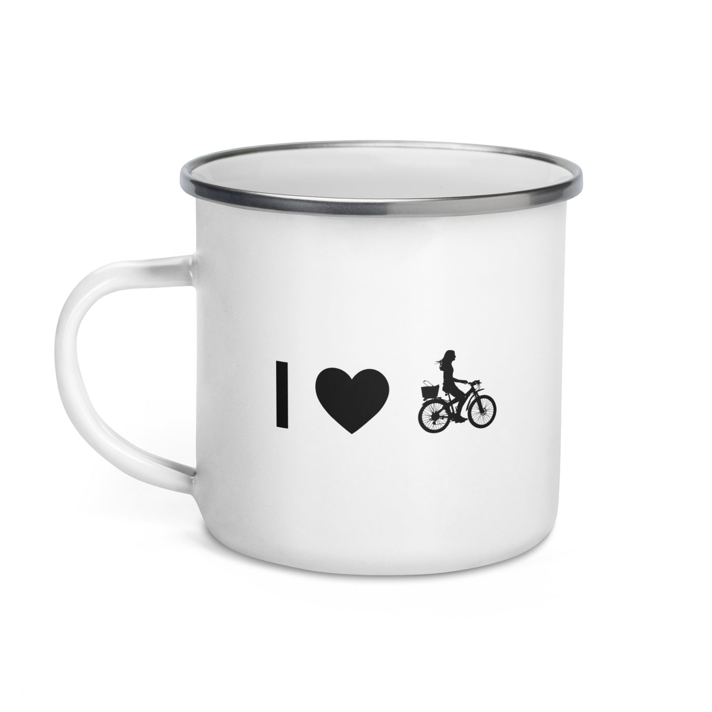 I Heart And Female Cycling - Emaille Tasse fahrrad