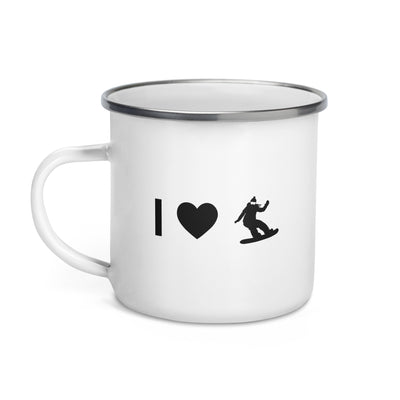 I Heart And Female Snowboarding - Emaille Tasse snowboarden
