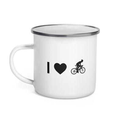 I Heart And Guy Cycling - Emaille Tasse fahrrad