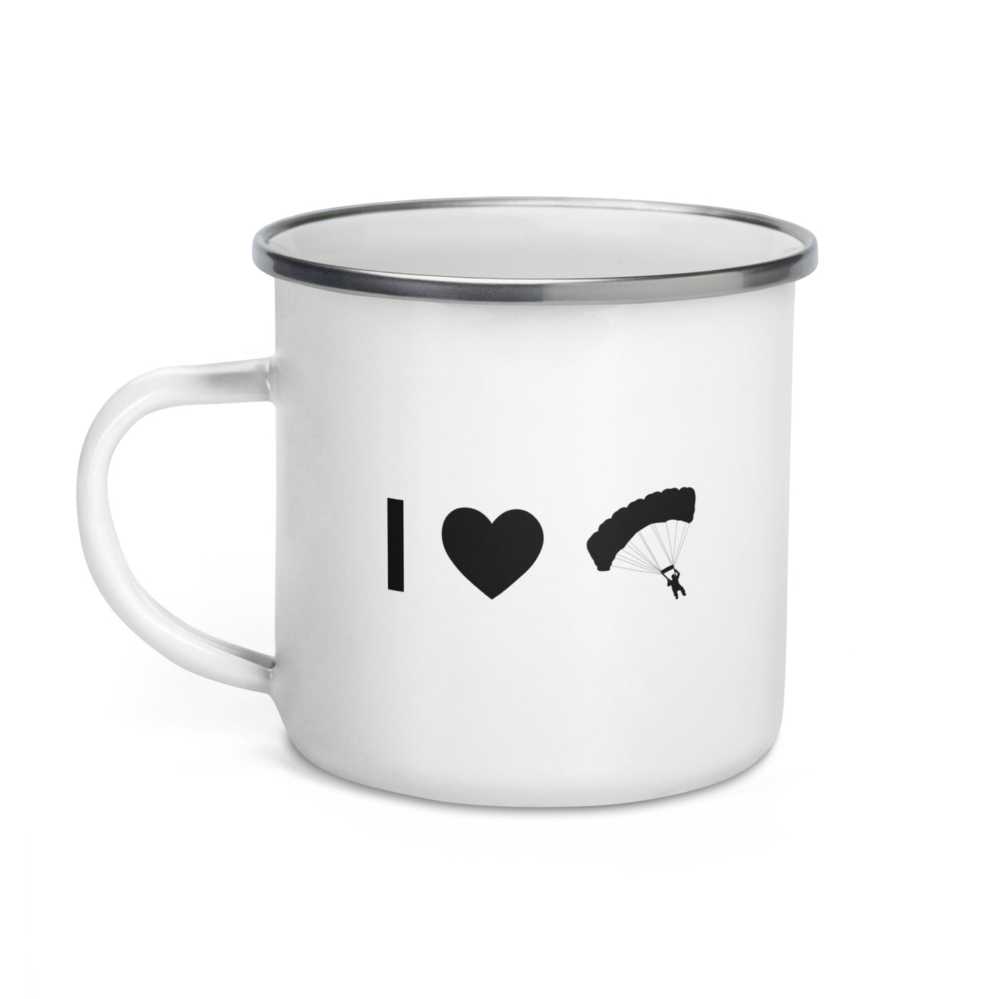 I Heart And Paragliding - Emaille Tasse berge