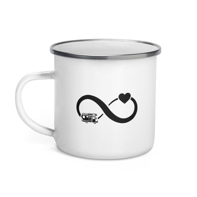 Infinity Heart And Camping - Emaille Tasse camping
