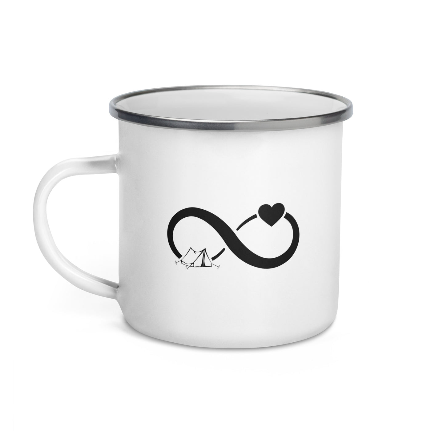 Infinity Heart And Camping 1 - Emaille Tasse camping