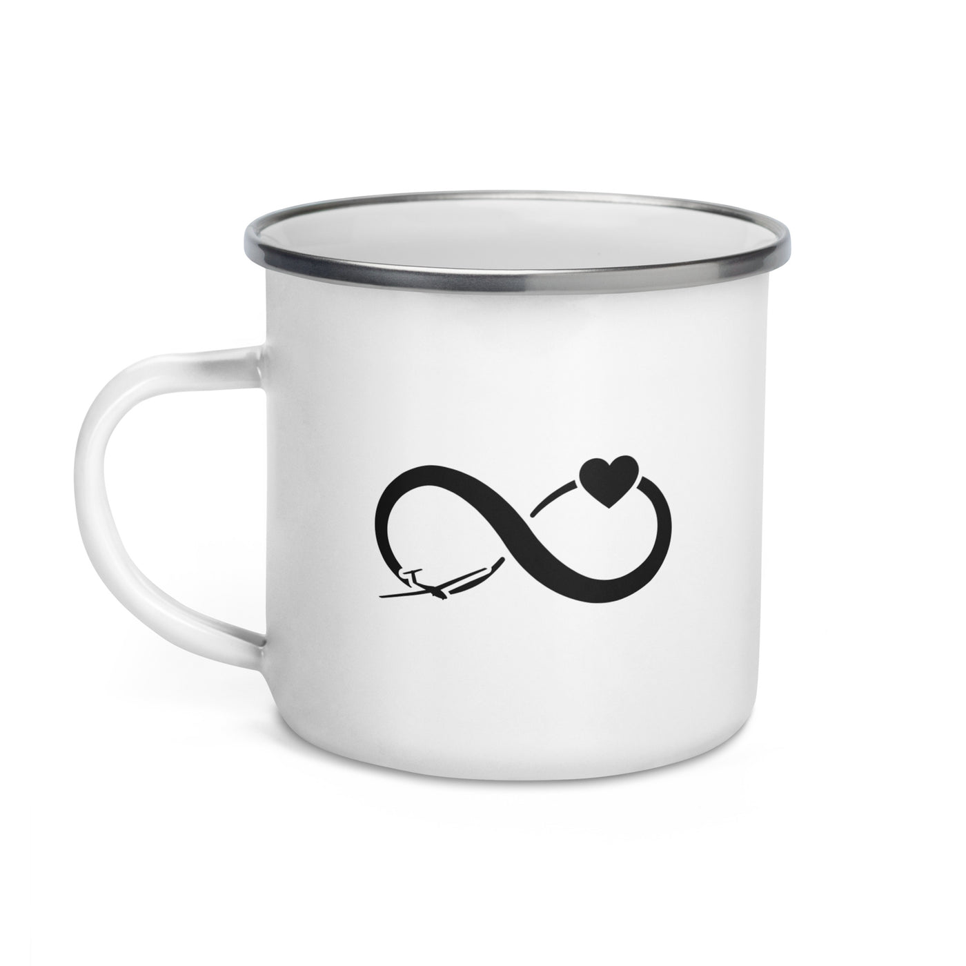 Infinity Heart And Sailplane - Emaille Tasse berge