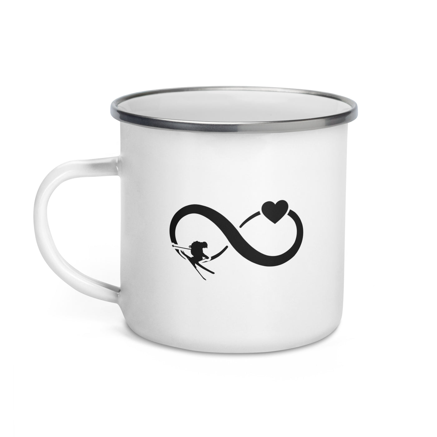 Infinity Heart And Skiing - Emaille Tasse ski