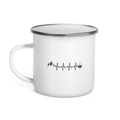 Heartbeat Coffee And Mountain - Emaille Tasse berge