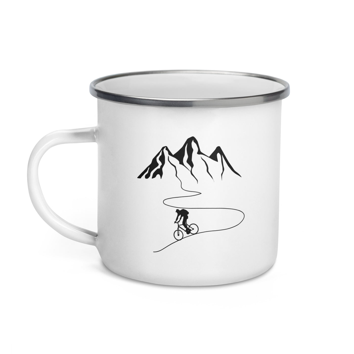 Mountain - Curve Line - Cycling - Emaille Tasse fahrrad