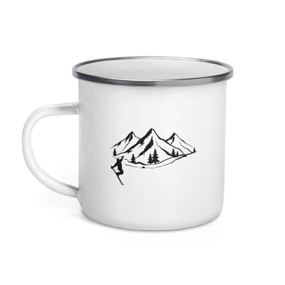 Mountain 1 And Skiing - Emaille Tasse ski