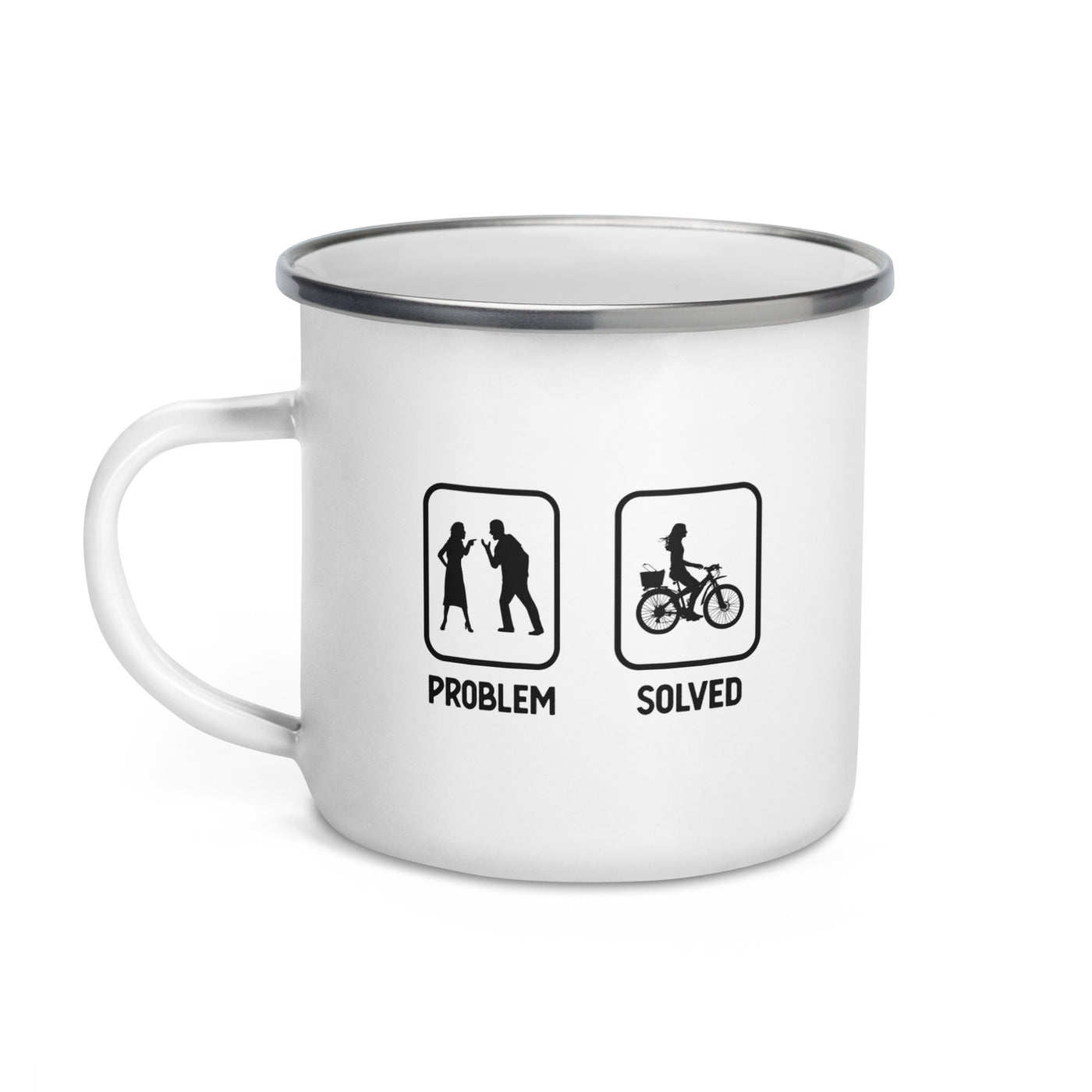 Problem Solved - Female Cycling - Emaille Tasse fahrrad