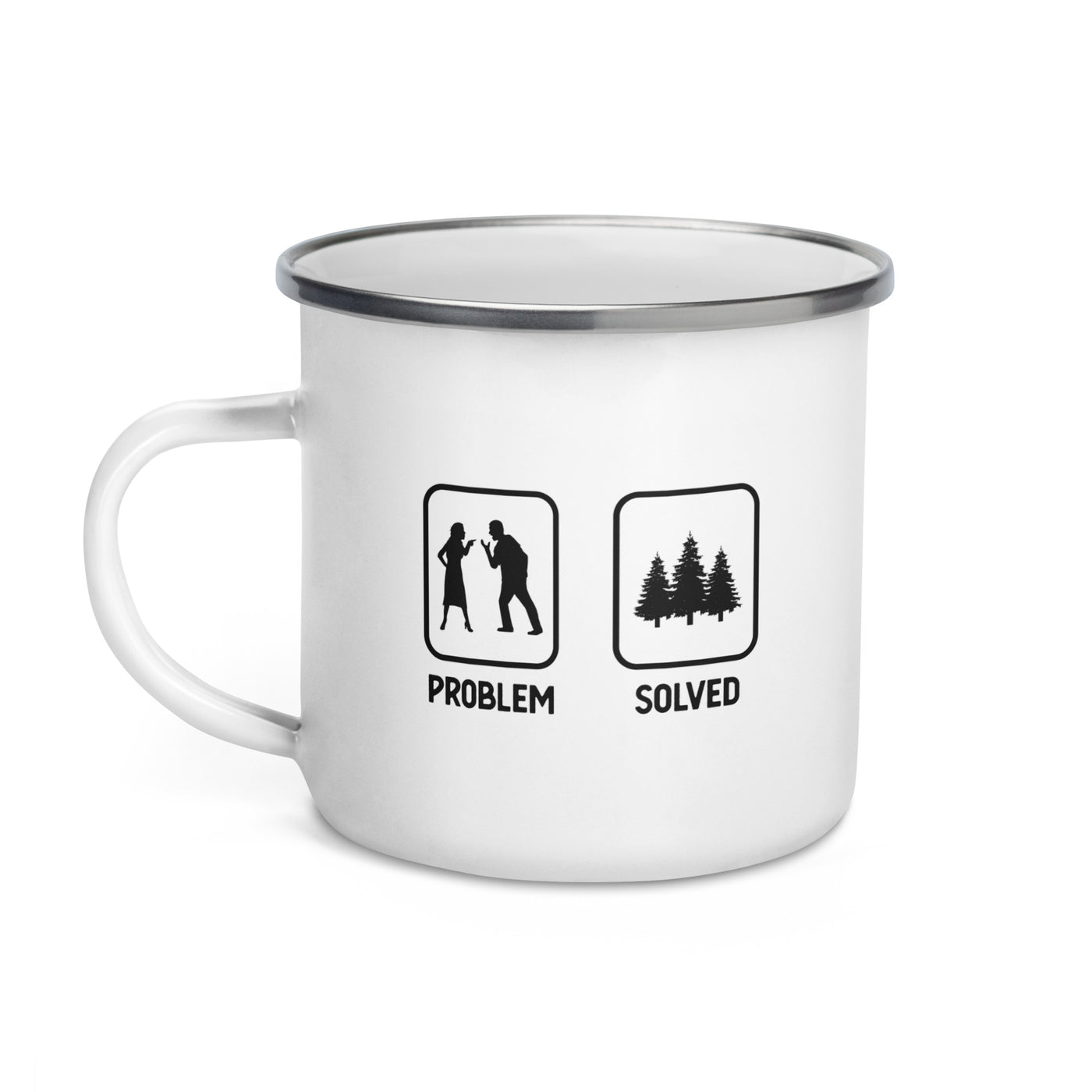 Problem Solved - Trees - Emaille Tasse camping