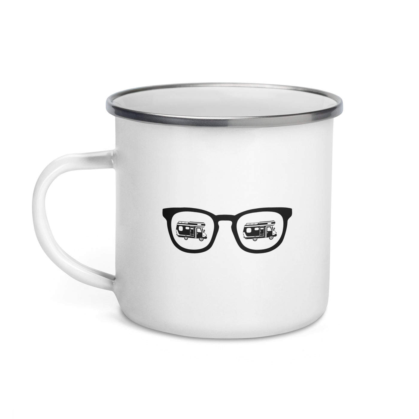 Sunglasses And Camping - Emaille Tasse camping