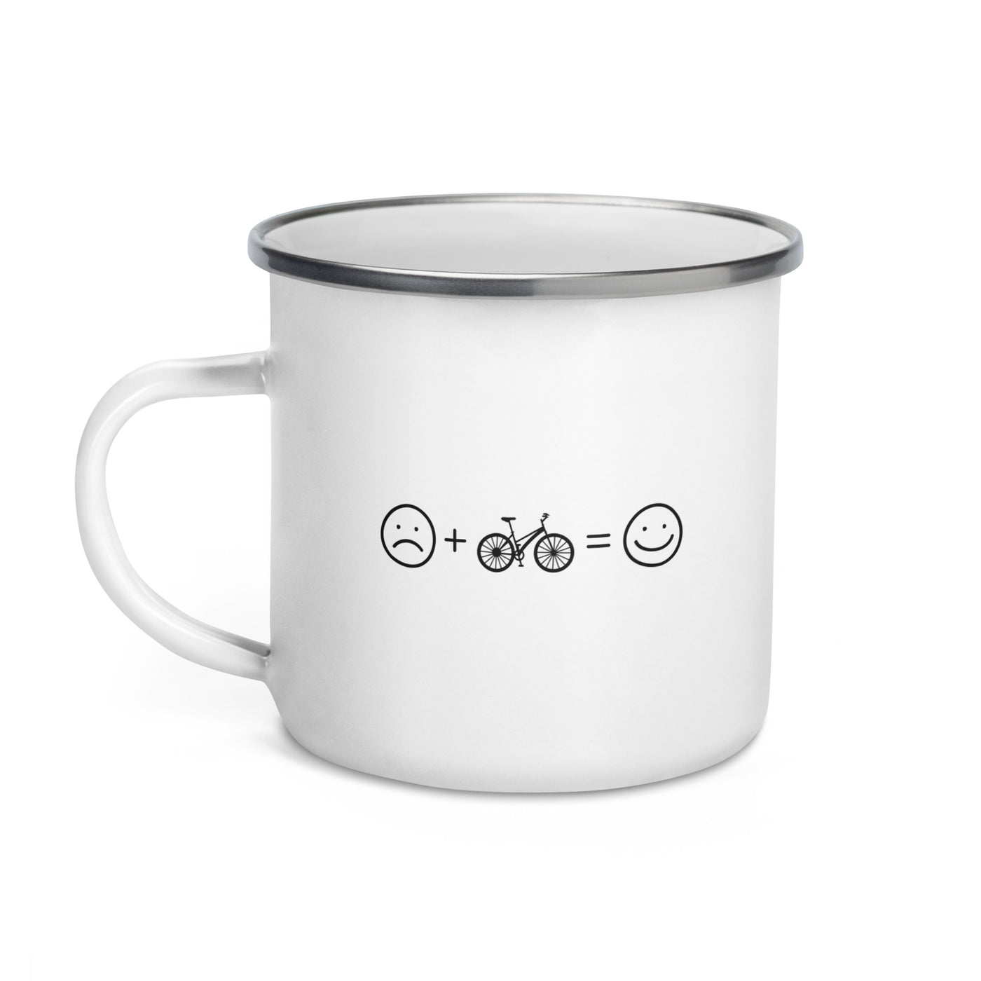 Smile Face And Bicycle - Emaille Tasse fahrrad