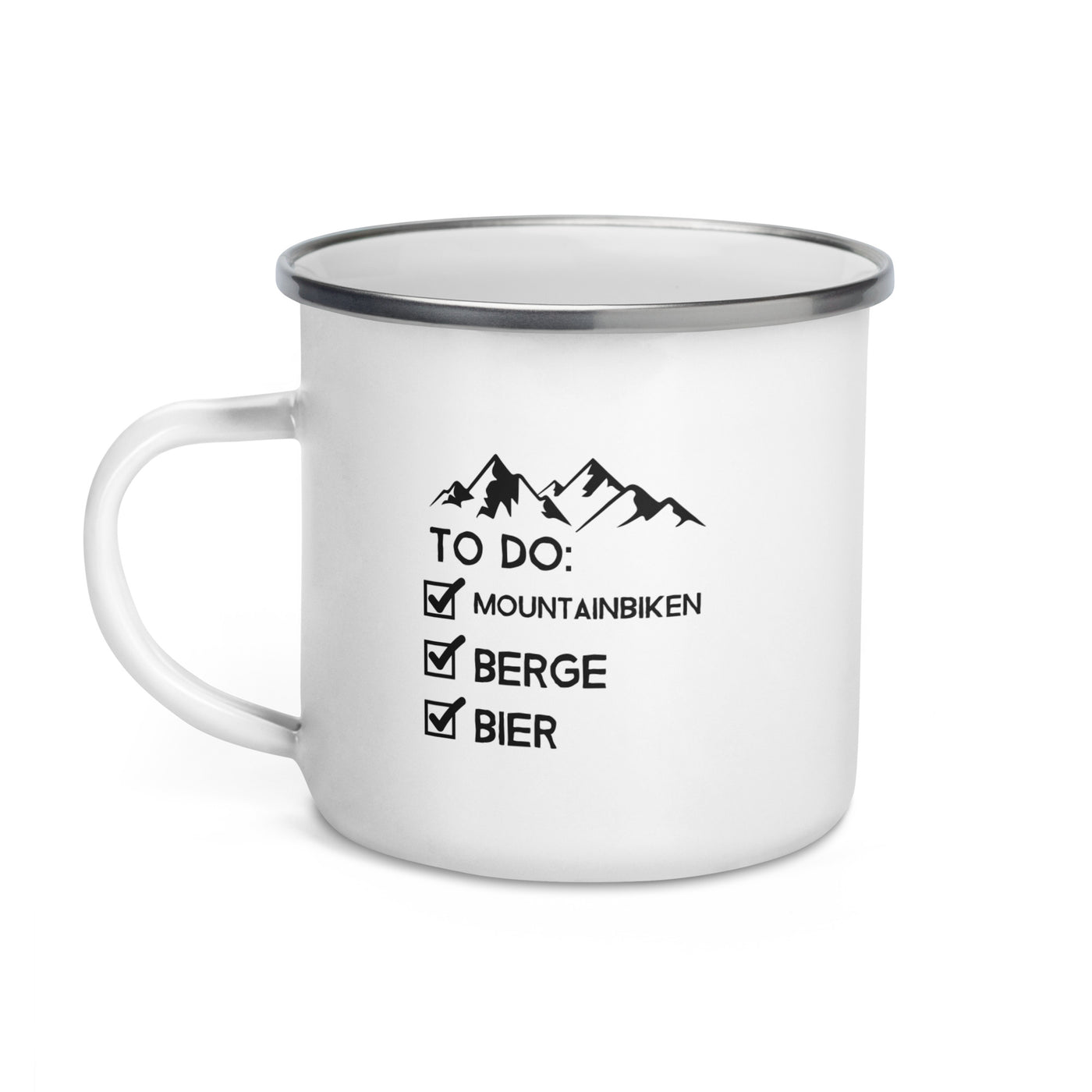 To Do Liste - Mountainbiken, Berge, Bier - Emaille Tasse mountainbike
