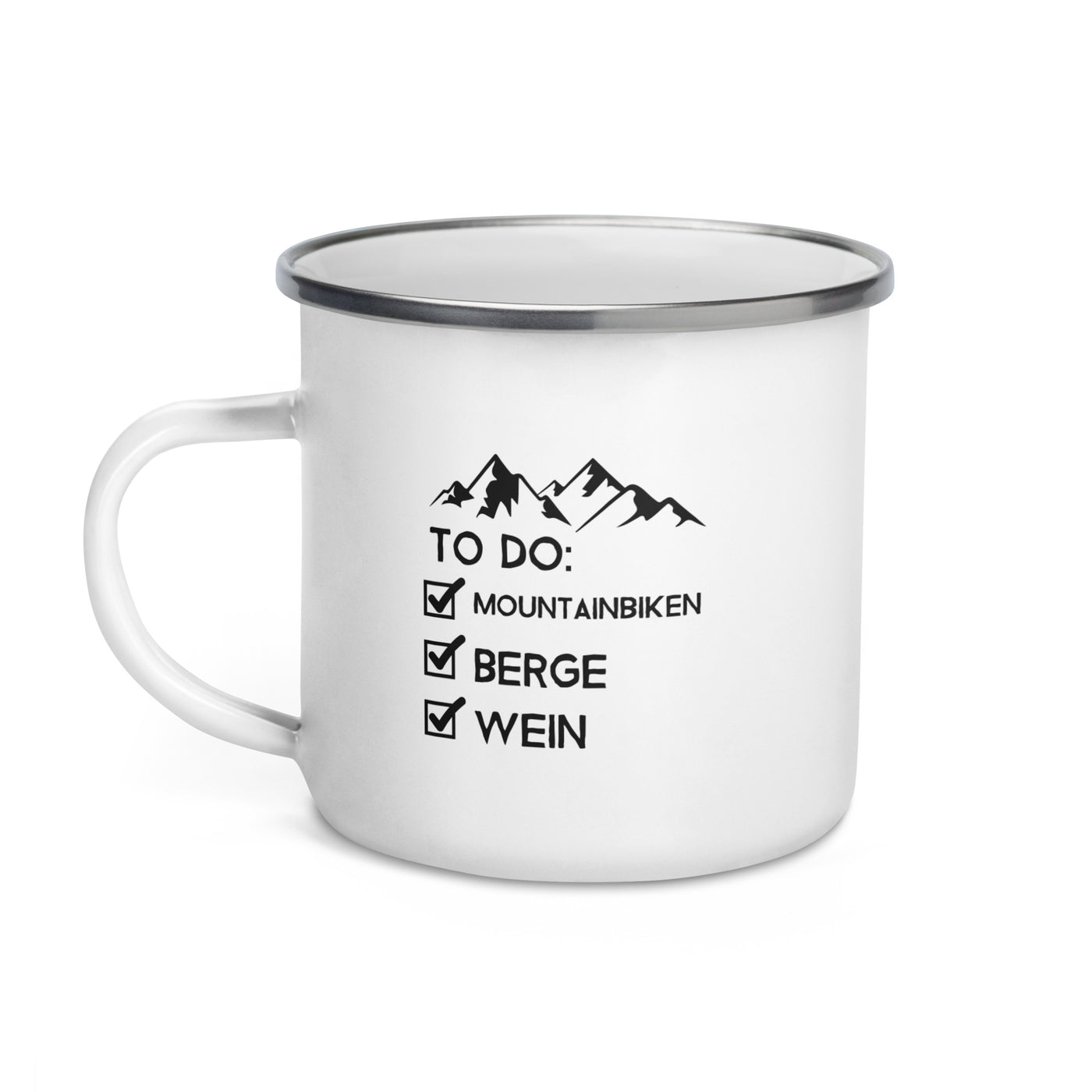 To Do Liste - Mountainbiken, Berge, Wein - Emaille Tasse mountainbike