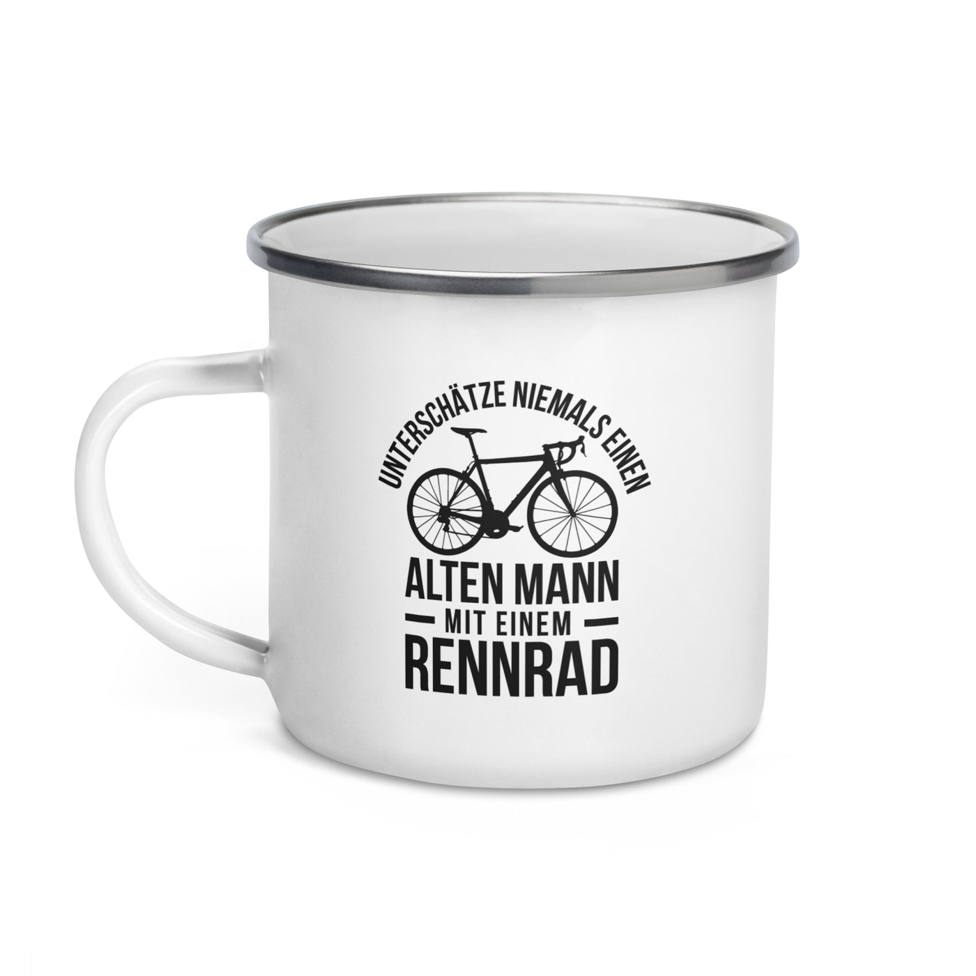 Unterschätze Niemals Einen Alten Mann Mit Einem Rennrad - Emaille Tasse