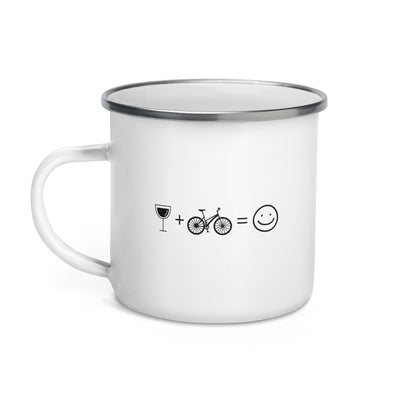Wine Smile Face And Cycling - Emaille Tasse fahrrad