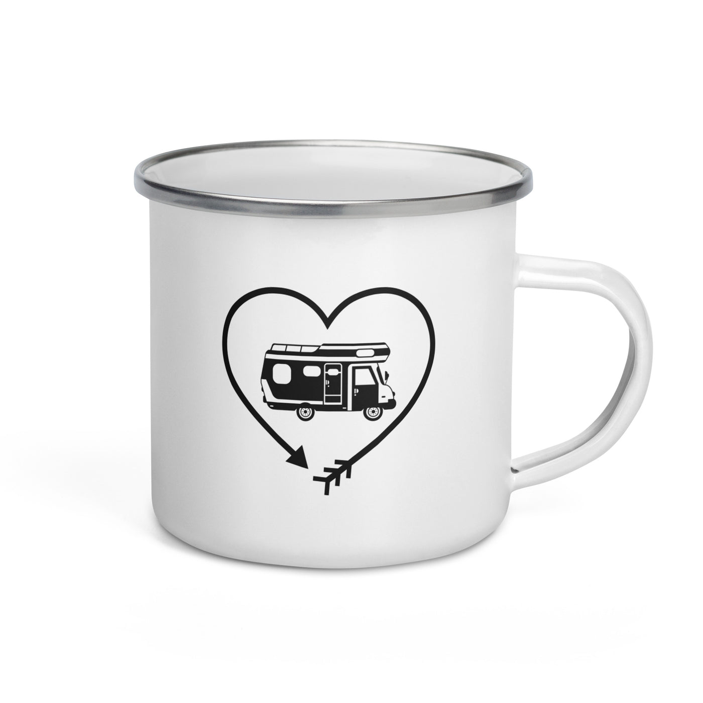 Arrow In Heartshape And Camping - Emaille Tasse camping Default Title