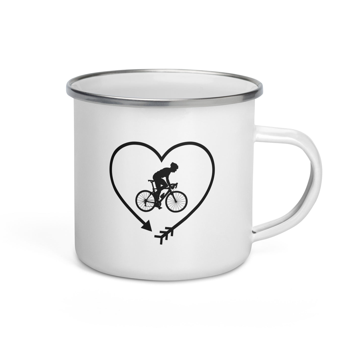 Arrow In Heartshape And Cycling 1 - Emaille Tasse fahrrad Default Title