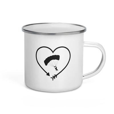 Arrow In Heartshape And Paragliding - Emaille Tasse berge Default Title