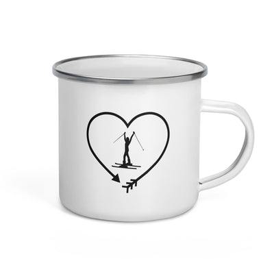 Arrow In Heartshape And Skiing 1 - Emaille Tasse ski Default Title