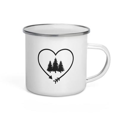 Arrow In Heartshape And Trees - Emaille Tasse camping Default Title