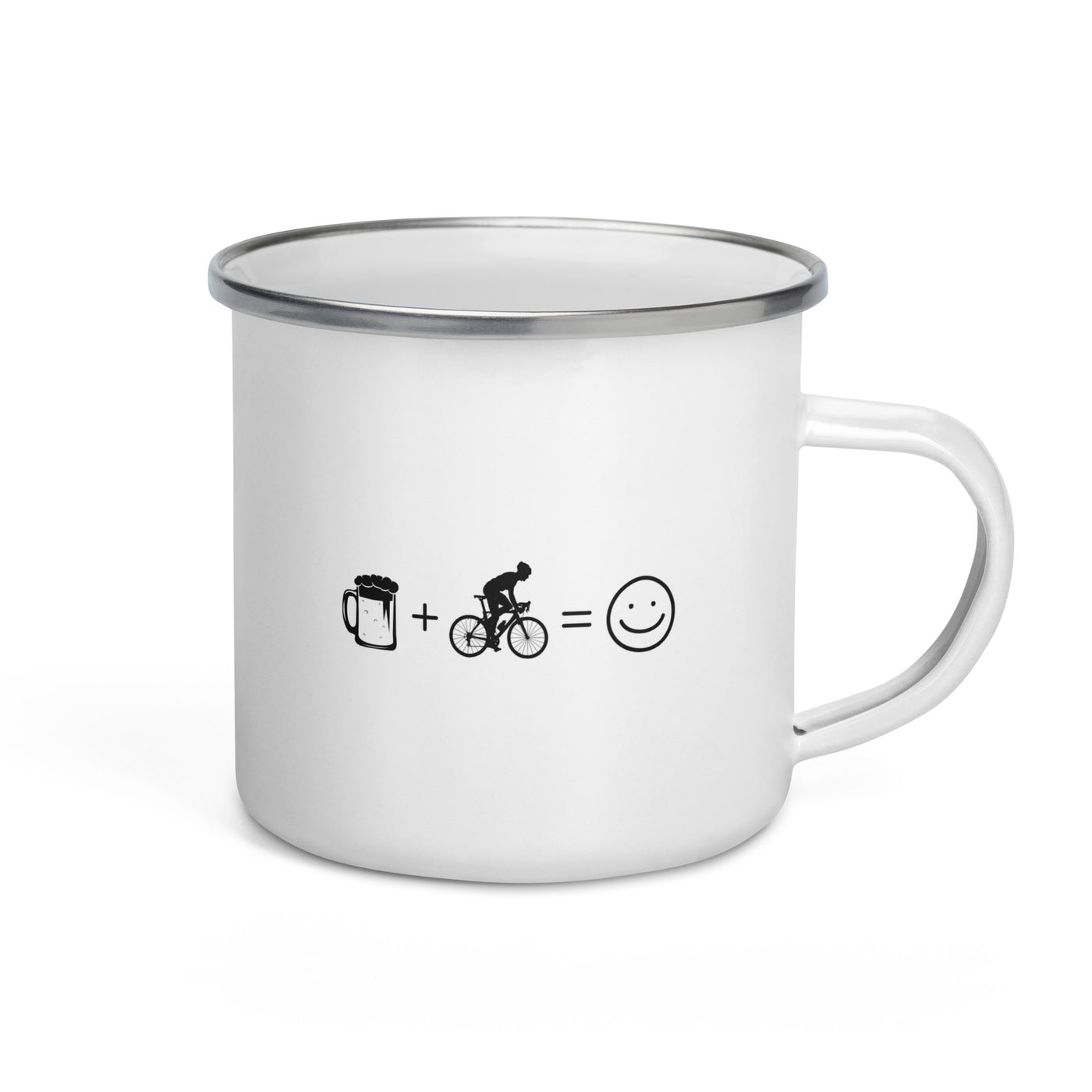 Beer Smile Face And Cycling 1 - Emaille Tasse fahrrad Default Title